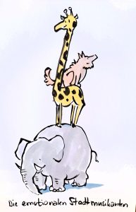 Grafik – Giraffe und Wolf